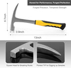 MYSTERYSTONE 28 Pieces Rock Hammer Kit for Rock Hounding, Complete Great Bundle including Steel Rock Pick Hammer,3-Pieces Heavy Duty Chisel Set,Updated Mussette Bag and Many More