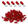 ANGSTROM #6 Bolt Ring Terminals, Insulated Electrical Crimp Connectors 100pcs (22-16ga Red)