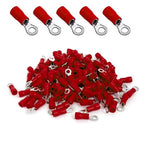 ANGSTROM #6 Bolt Ring Terminals, Insulated Electrical Crimp Connectors 100pcs (22-16ga Red)