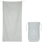 Dock & Bay Beach Towel - Quick Dry, Sand Free - Compact, Lightweight - 100% Recycled - Includes Bag - Essential - Mountain Grey - Large (160x90cm, 63x35)