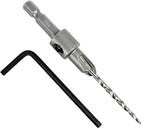 FTG USA #4 (7/64") Tungsten Carbide Tipped Countersink Drill Bit with Tapered Drill Bit, 1/4 Inch Quick Change Hex Shank and Allen Wrench