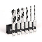 COMOWARE Brad Point Stubby Drill Bit Set for Wood, Short Length Drill Bit Set 6pcs HSS 4241 Steel with 1/4-Inch Quick Change Hex Shank