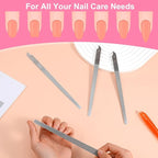 4 Pcs Diamond Deb Nail File Metal Nail File With Sharp Pointed Tip, Stainless Steel Nail Filer Metal Nail Files For Natural Nails Double Sided Manicure Pedicure Toenails Tools For Salon Home (Large 2)