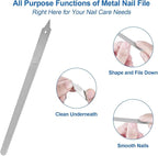 Metal Nail File (2 Pack) with Sharp Pointed Tip, Fingernail Files 8’’ for Natural Nails Stainless Steel Nail Filer Heavy Duty Sapphire Grit Double Sided Manicure Pedicure Toenails Tools