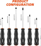 Screwdriver Sets Screwdriver Kit 6-Piece, Professional Cushion Grip Insulated Magnetic Tip Electrician Screwdriver Kits (6-Piece)