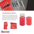 Starrett Drive Pin Punch Set with Knurled Grip and Protective Vinyl Case - 4" Length, 1/16", 3/32", 1/8", 5/32", 3/16", 7/32", 1/4", 5/16" Punch Diameter - Set of 8 - S565PC