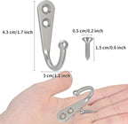 POZEAN 40 Pack Wall Hooks - Silver Coat and Towel Hooks with 80 Screws, for Hanging Coats, Scarves, Bags, Towels, Keys, Caps, Cups, Hats and More