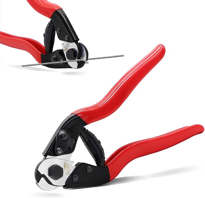 8 Inch Wire Rope Cutter, Stainless Steel Cable Cutter, Heavy Duty Wire Cutters Cutting Up to 3/16" for Fence, Wire Seals, Aircraft Cables, Decking, Railing, Bike Bicycle Brake Cable, DIY