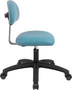 Chair Master FSS Series Square seat Low (17"-22") seat Height Chair. Vinyl-for Office, Garage, Desk, Shop, Computer, Doctor, Medical, Easy to Clean! NO Footring (Aqua, Low, Self Braking Casters)