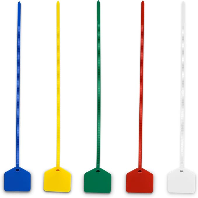 8 in Marker Nylon Cable Ties, Plastic Water Proof Tags, Self-Locking Written-on Cable Marker, Security Seals Label for Cabling, Wire Marking Label, Shipping Hanging Tags - Blue/ 100pcs
