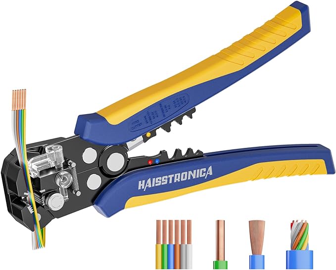 haisstronica Self-Adjusting Wire Stripper, 3 in 1 Stripper/Cutter/Crimping Heavy Duty Automatic Electrical Wire Strippers for 10-24 AWG