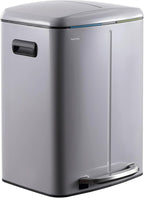 happimess HPM1005I Marco Rectangular 10.6-Gallon Double Bucket Trash Can with Soft-Close Lid, Fog Gray, Fingerprint Resistant, Modern, Minimalistic for Home, Kitchen, Office, Bedroom, Bathroom