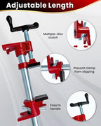 Pipe Clamps 3/4 inch 6 Pack Pipe Clamp with Unique Foot Ideal for Carpentry, Home Improvement, and DIY Projects Wood Gluing Clamps (Red, 3/4 IN with Pads)