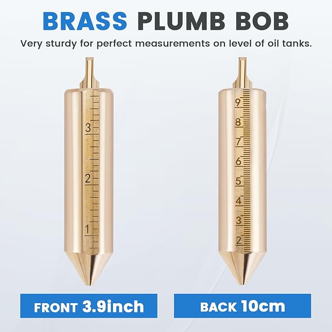 YJINGRUI 49ft/15M Oil Tank Gauging Tapes, Explosion Proof, Stainless Steel Oil Gauging Tape with 350g Brass Plumb Bob, Bent-Handle