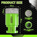 Diamond Core Drill Bits - 1-3/8" Tile Drill Bits 35mm 5/8-11 Thread Plus Adapter 5/8"-11 Male to SDS Shank, Hole Saws for Porcelain, Granite, Marble, Concrete, Masonry