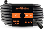 BEST CONNECTIONS (1" x 50 ft) Split Wire Loom Flex-Guard Convoluted Tubing Protective Split Cable Sleeves for Automotive Home Industrial Electrical Wires Chemical Resistant Conduit Black