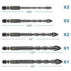 11-pc Carbide Masonry Concrete Drill Bit Set for Stone Tile Brick Ceramic Glass Metal Sheet Plastic Wood, Quick Change 1/4" Hex Shank, Size 3/16" 1/4" 5/16" 3/8" 1/2" with Storage Case