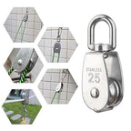 Rocaris 6 Pack M25 Lifting Single Pulley Roller Loading 330Ibs, 304 Stainless Steel Heavy Duty Single Wheel Swivel Lifting Rope Pulley Block