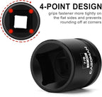 CASOMAN 1/2-Inch Drive 7/8-Inch Square Impact Socket, 4-Point, SAE, CR-MO