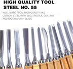 Monkey King Bar-12pcs Wood Carving Chisel Set- Sharp Woodworking Tools with Case Storage