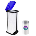 Portable Trash Bag Holder Collapsible Trash can with 25 PCS Drawstring Trash Bags | Expandable Outdoor Waste Bins Camping Accessories for Indoor Outdoor RV Picnic Kitchen Home Use | Blue Cover