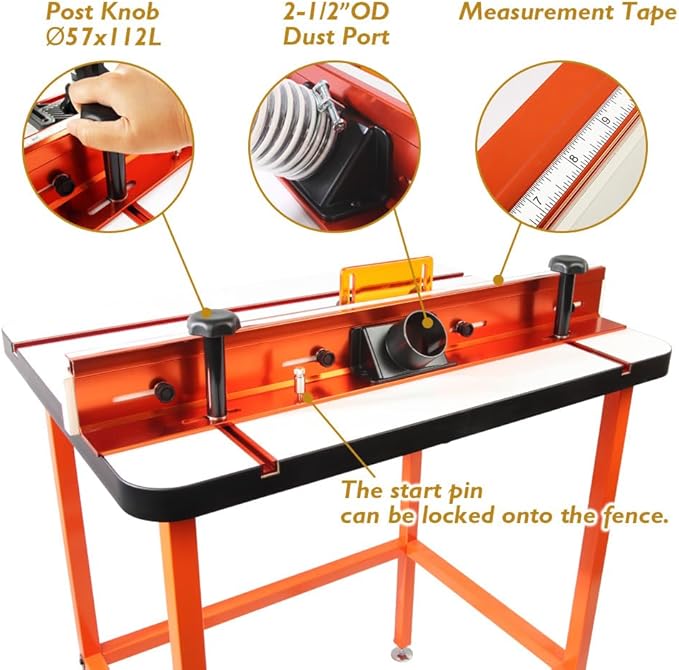 O'SKOOL Precision Router Table Accessory Kit - Includes Fence and Table Featherboards, Aluminum Insert Plate, Dust Port Accessories