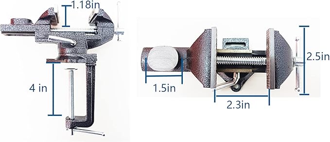 2-in-1 Dual-Purpose Combined Bench Vise or Table Vise with end-locking arrangement; Portable Universal Rotate 360° Work Clamp-On Vise, 2.5" Black
