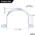 2-6/16 Inch Reinforced Rigid Pipe Strap, 2 Holes U Bracket Cable Clamp Hanger, Zinc Coated Tension Tube Clip, Conduits Strap Clamps for Pipe Fixing on Various Surfaces, 10 PCS(63 mm)