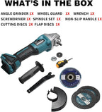 20V Cordless Angle Grinder, 4" and 4-1/2" Electric Angle Grinder Kit, 8500RPM Power Grinder Brushless Motor for Cutting/Sharpening/Removing Rust -JOVANT (No Battery)
