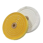 6 Inch Extra Thick Cotton Buffing Wheel,70 Ply White Buffing Wheel and 55 Ply Yellow Polishing Wheel with 5/8 Inch Arbor Hole for Bench Grinder/Die Grinder(Pack of 2)