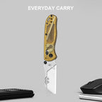 Kizer Drop Bear(Dual-screw Version) Folding Utility Knife, Clutch Lock Box Cutter EDC Pocket knife with 10PCS Razor Blades, Pocket Knives with Pocket Clip for Men Women V3619JA4