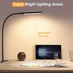 ShineTech LED Desk lamp with Clamp, 3000K Warm White 11 Brightness Level Eye-Caring Clip Lights for Home Office, Flexible Gooseneck USB Adapter, Black