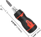 HAUTMEC 8-in-1 Stubby Ratcheting Screwdriver Set, Multi Screwdriver Tool All in One, Ratchet Short Screwdriver Set with Multi Bit Screw Driver for Use in Confined Space, Chrome Vanadium Steel Shaft
