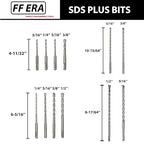 17 Pcs SDS Plus Rotary Hammer Drill Bits and Chisels Set, Carbide-Tipped Masonry Drill Bits and Chisels for Concrete, Stone, Brick, with Storage Case