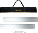 POWERTEC 110" Track Saw Guide Rail Joining Set for Ridgid Track Saws, Include 2x55" Extruded Aluminum Guide Rail, 2 Rail Extension Connectors and Protective Carrying Bag (72133)