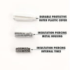 300 Pcs Low Voltage B Connectors Crimp Splice Terminals AWG 22–26 Gauge Butt Connector for Telecom Phone Security Alarm Lighting Security Systems (White no Gel, Indoor use)