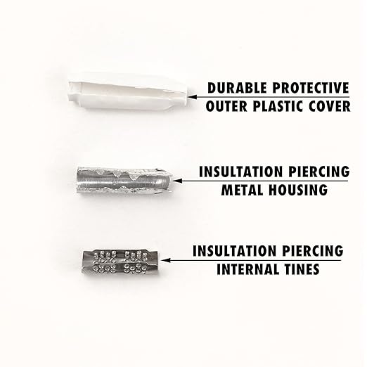 200 pcs Low Voltage B Connectors for Indoor Wiring – AWG 22-26 Small Gauge Dry Bean-Style Butt Splice Terminals for Telephone, Alarm, Security, Intercom, and Network Applications (No Gel)