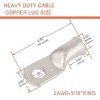 4 Pack 2 AWG 3/8 & 2 AWG 5/16 Lugs,Tinned Copper Terminal Marine Battery Welding Lugs,Terminal Connectors with 8 Pieces Ratio 3:1 Dual Wall Adhesive Heat Shrink