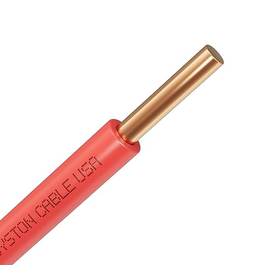 14 AWG Tracer Wire 600V 100% Solid Copper Conductor Direct Burial Underground, Red Tracer Wire for Locating Underground Pipes and Lines Electrical Wire Gas Water Sewer Pipe and Fiber Optic, 100 FT