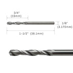 LU&MN 1/8" Solid Carbide Jobber Drill Bits with Straight Shank and 118° Point Angle, Made from Tungsten Carbide Material,12-Pieces