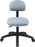 Chair Master FSS Series Square seat Low (17"-22") seat Height Chair. Fabric Vinyl-for Office, Garage, Desk, Shop, Computer, Doctor, Medical, Easy to Clean! (Gray, Low, Self Braking Casters)