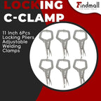 findmall 6Pcs 11 Inch Locking C Clamps with Swivel Pads Heavy Duty C-Type Locking Plier Table and Tool Vise Grip for Shop Home Farm and Automotive DIY Woodworking Welding Cabinetry Pocket Hole Joinery