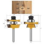 15° Bevel Tenon Joint Router Bit- Lock Miter & Woodworking Router Bits Set for Roundover, Rabbeting, Cabinet Doors, Rail & Stile, Tongue & Groove Joinery (Router Bit-1/4 Inch Shank-15° Angle)