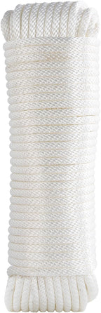 White Nylon Rope 3/8inch 100ft Braided Multi-Purpose Ropes for Outdoor&Indoor Heavy Duty for Camping, Boat, Garden, Clothesline, Marine, Soft & Flexible, High Tensile Strength