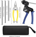 Metal Zip Ties Black & Stainless Steel Cable Tie Gun, for Fastening and Cutting Stainless Steel Zip Ties, 150pcs (8" 11.8" 15.75") fence ties for Chain Link Fence, Chicken Coop