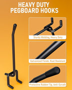INCLY 60 Pack 4 Inch Black Pegboard Hooks, 1/4" Heavy Duty Peg Board Shelving Hooks Accessories, Peg Board Tool Hangers Only Fit 1/4" Pegboard Hanging Tools Garage, Craft Organizing, Kitchen, Store