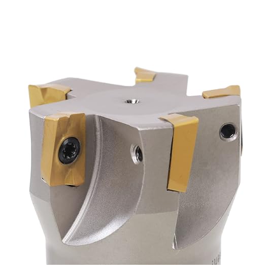 R8 Shank Indexable 3" End Mill, 3" Diameter 90 Degree High Speed Milling Cutter with Replaceable Carbide Insert