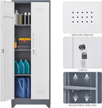 Broom Storage Cabinets, 65" Tall Broom Closet with Hanging Rod, Utility Closet Storage Cabinets with Doors and Shelves, Cleaning Tool Cabinet for Utility Room, Bathroom