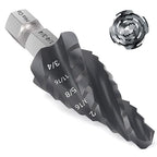 MABLEVI M35 Four Spiral Flute Cobalt Step Drill Bit 1/4" - 3/4", Wear-Resistant TiAlN Coated 1/4" Hex Shank Unibit Step Bit for Metal, Stainless Steel, Aluminum, Wood, Plastic（9 Sizes）