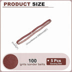 HARFINGTON 2 x 82 Inch Sanding Belts, 6 Pcs 100 Grits Aluminum Oxide Abrasive Belt Sander File Belt for Woodworking, Metal Polishing, Knife Sharpener